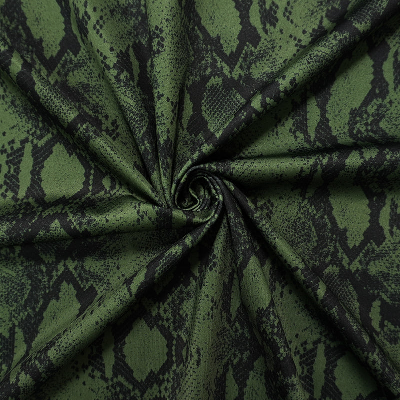 Green Famous Maker Nylon Spandex Reptile Print Tricot Knit Fabric