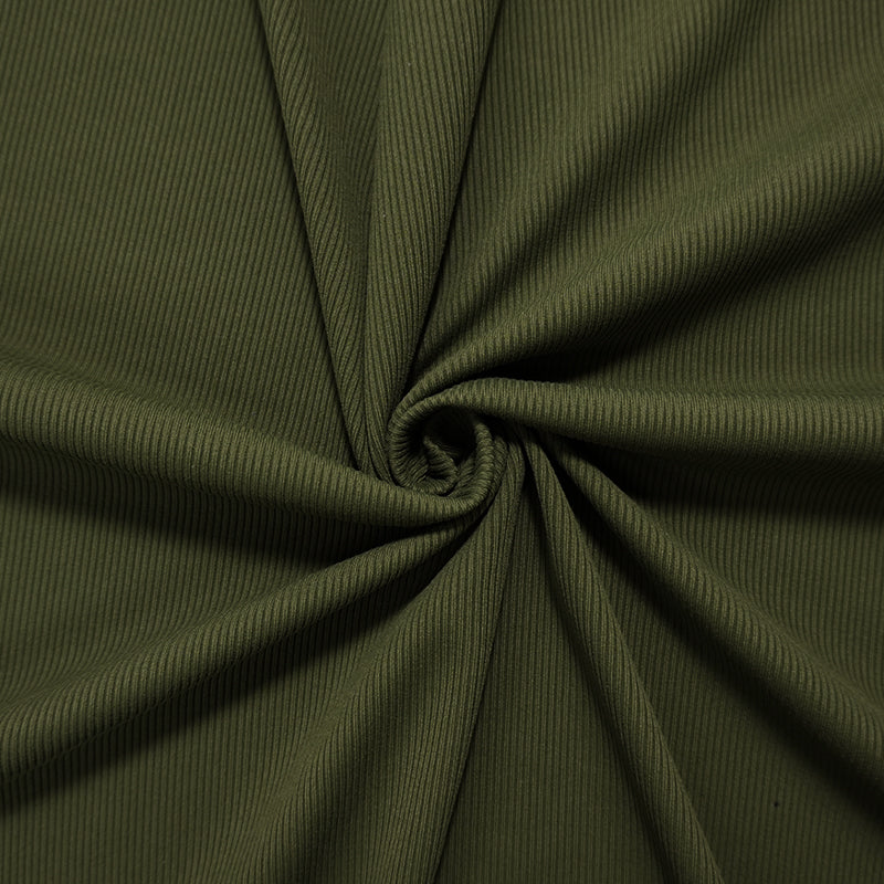 Deep Green Famous Maker Nylon Spandex Solid Rib Knit Fabric