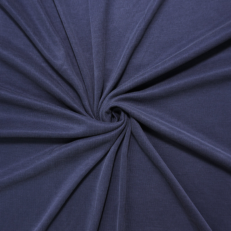Dark Blue Famous Maker Poly Spandex Solid Rib Knit Fabric