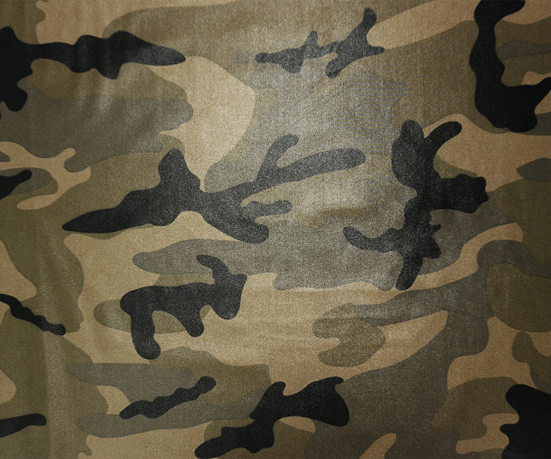 Brown-Black Famous Maker Nylon Camo Satin Tricot Knit Yoga Fabric