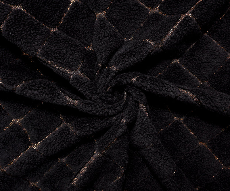 Black Famous Maker Poly Acrylic Diamond Sherpa Fleece Knit Fabric