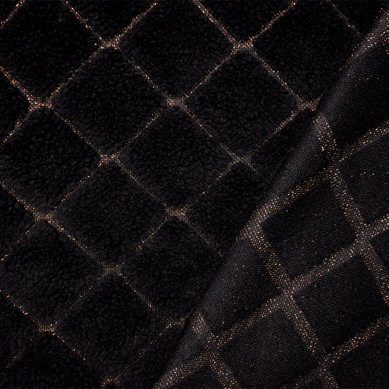 Black Famous Maker Poly Acrylic Diamond Sherpa Fleece Knit Fabric