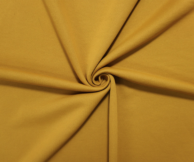 Yellow Poly Blend Solid French Terry Knit Fabric