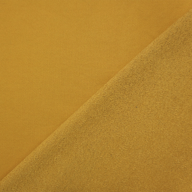 Yellow Poly Blend Solid French Terry Knit Fabric