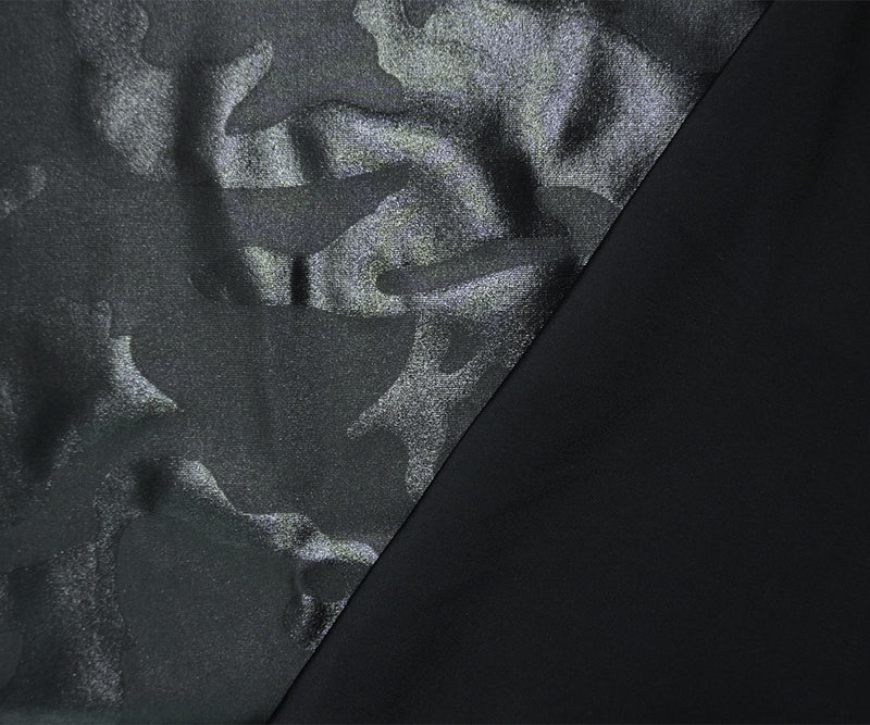 Black Famous Maker Nylon Camo Satin Tricot Knit Yoga Fabric