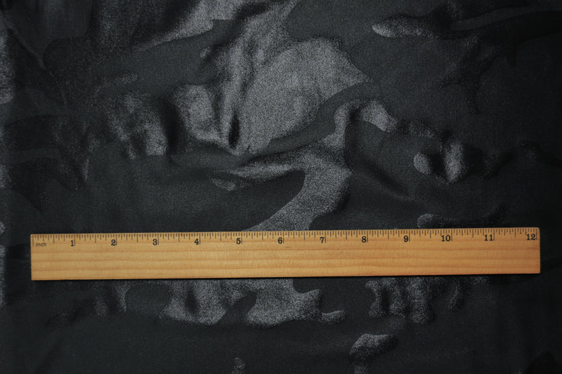 Black Famous Maker Nylon Camo Satin Tricot Knit Yoga Fabric