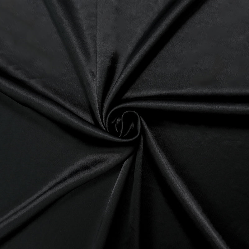 Black Poly-Rayon Stretch Solid Satin Woven Fabric