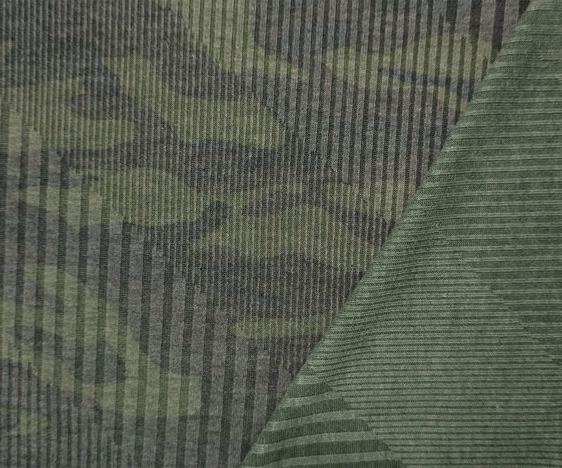 Green Famous Maker Poly Rayon Spandex Camo Rib Knit Yoga Fabric