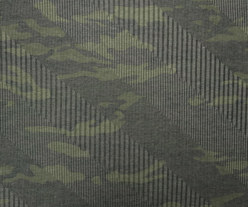Green Famous Maker Poly Rayon Spandex Camo Rib Knit Yoga Fabric