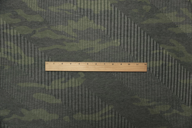 Green Famous Maker Poly Rayon Spandex Camo Rib Knit Yoga Fabric