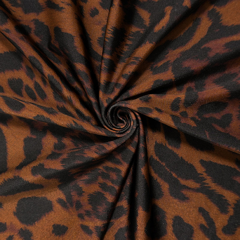 Brown Famous Maker Nylon Spandex Tiger Satin Tricot Knit Fabric