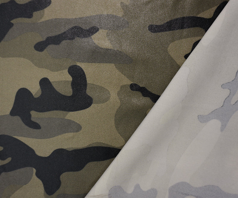 Green Famous Maker Nylon Camo Printed Satin Tricot Knit Fabric