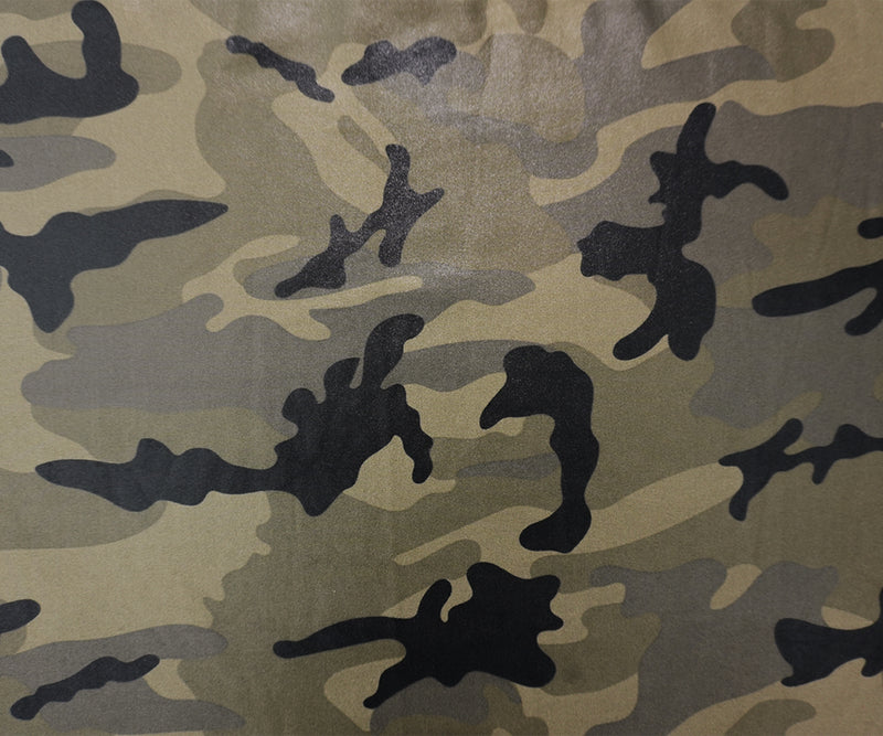 Green Famous Maker Nylon Camo Printed Satin Tricot Knit Fabric