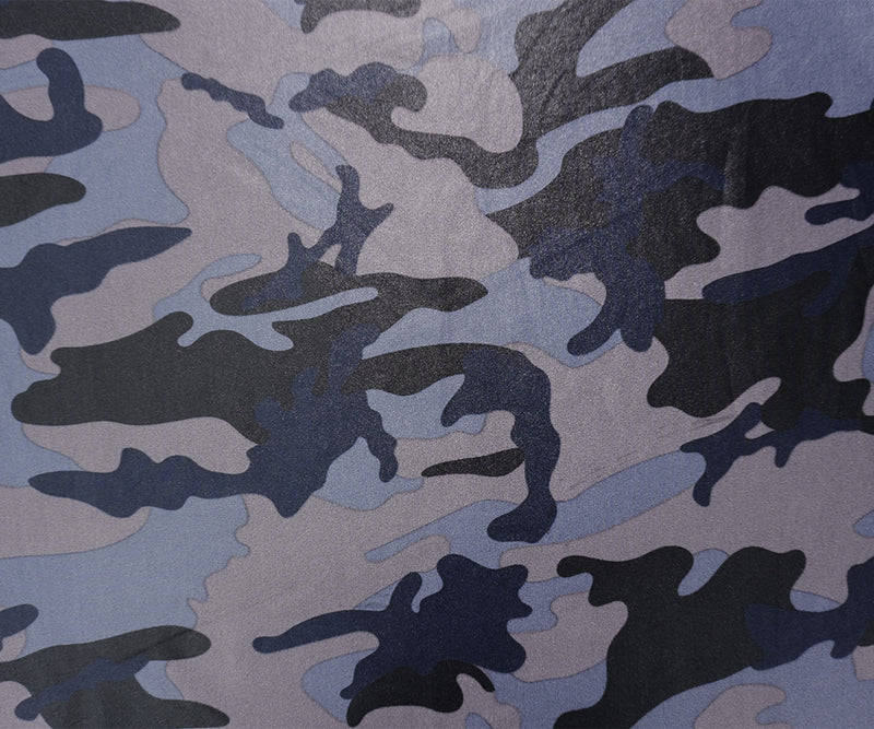 Blue-Multi Famous Maker Nylon Camo Printed Satin Tricot Knit Fabric