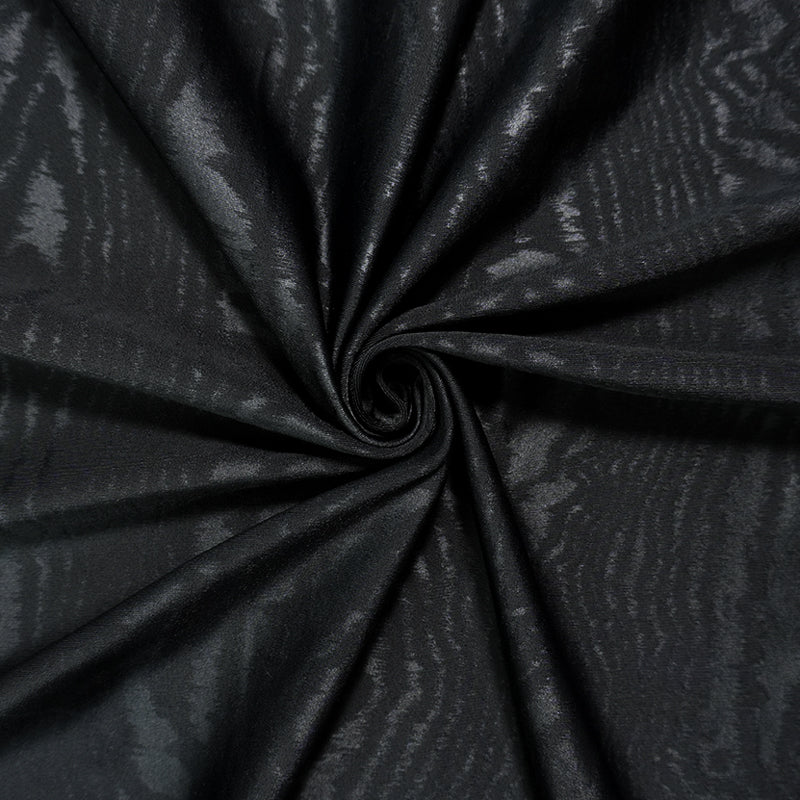 Black Famous Maker Nylon Wood Grain Satin Tricot Knit Fabric