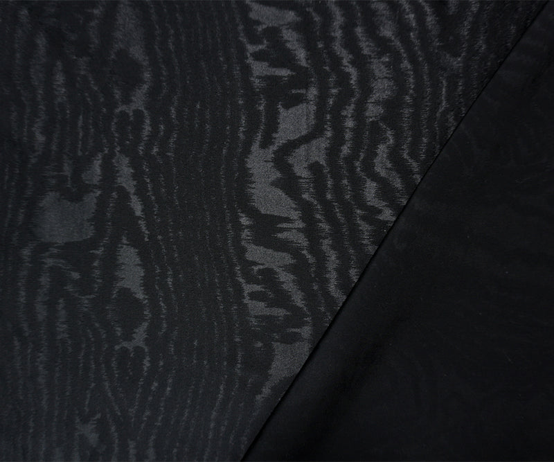 Black Famous Maker Nylon Wood Grain Satin Tricot Knit Fabric