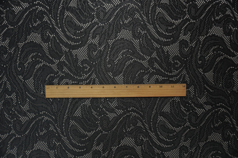 Black Famous Maker Poly Spandex Floral Lace Knit Fabric