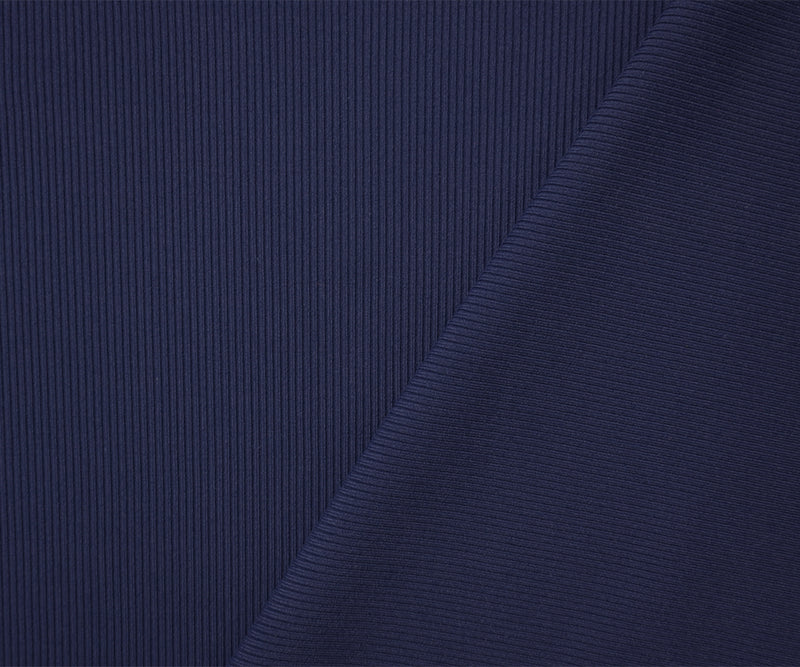 Deep Navy Famous Maker Nylon Spandex Solid Rib Knit Yoga Fabric