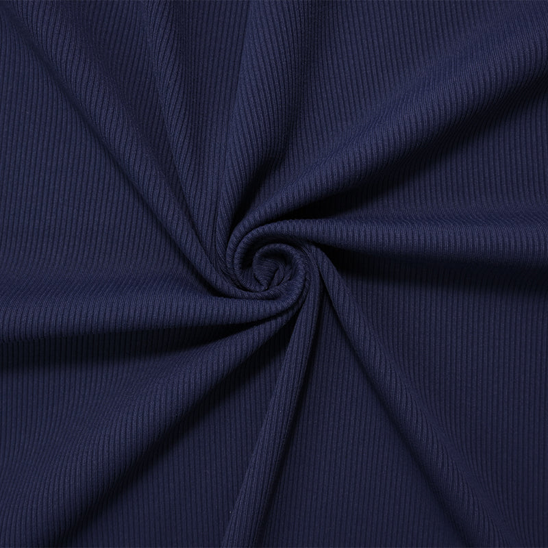 Deep Navy Famous Maker Nylon Spandex Solid Rib Knit Yoga Fabric