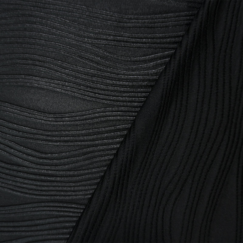 Black Famous Maker Poly Spandex Stretch Pleat Wave Knit Fabric