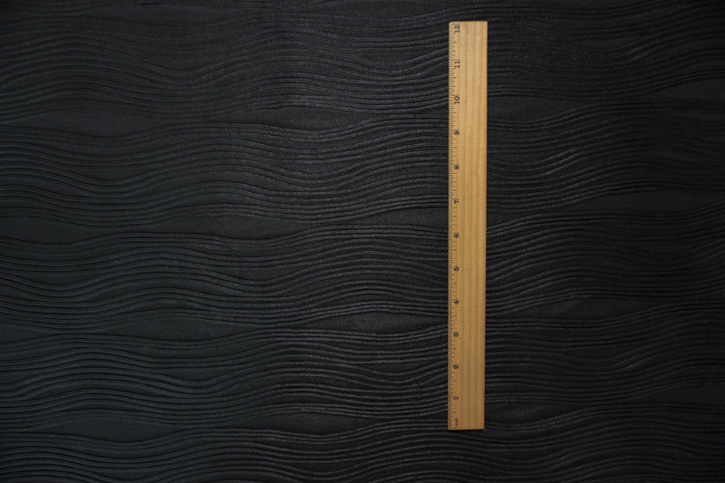 Black Famous Maker Poly Spandex Stretch Pleat Wave Knit Fabric