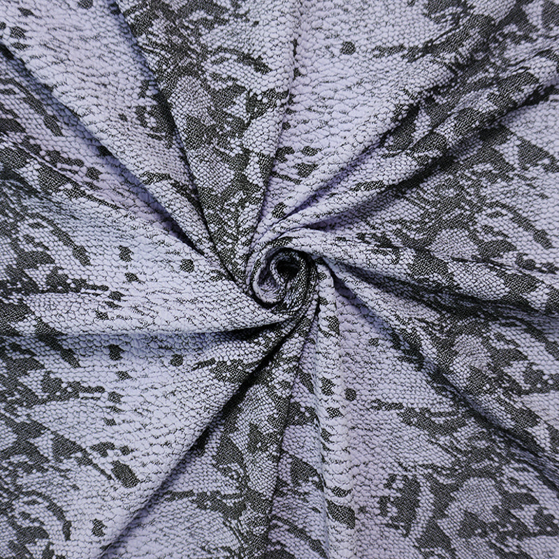 Purple-Black Famous Maker Reptile Jacquard Double Knit Yoga Fabric