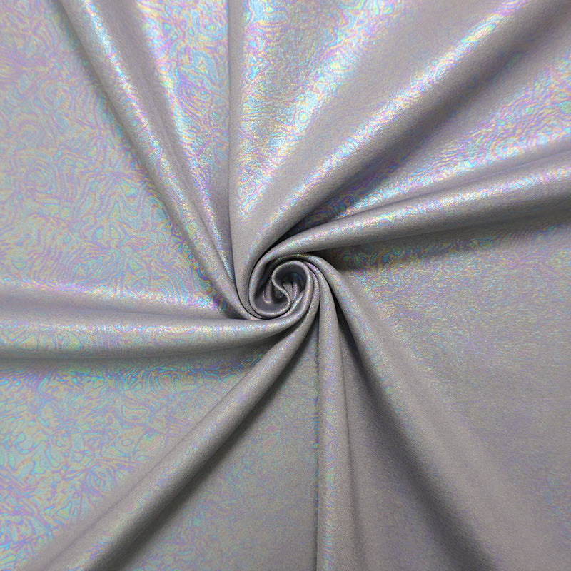 Silver Famous Maker Poly Iridescent Printed Double Knit Fabric