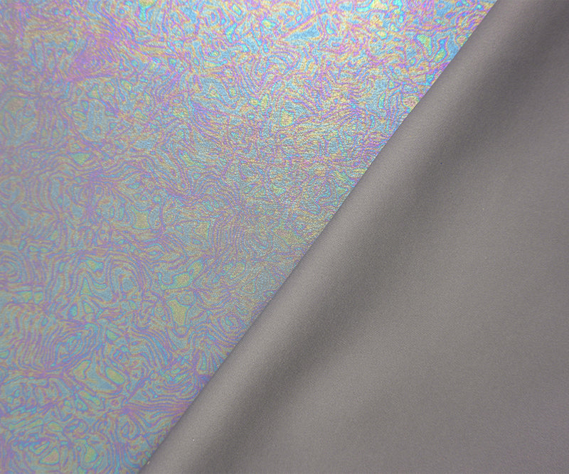 Silver Famous Maker Poly Iridescent Printed Double Knit Fabric