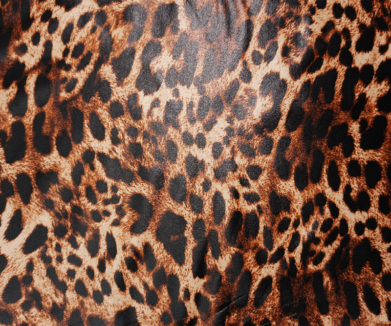Brown-Multi Famous Maker Nylon Cheetah Satin Tricot Knit Fabric