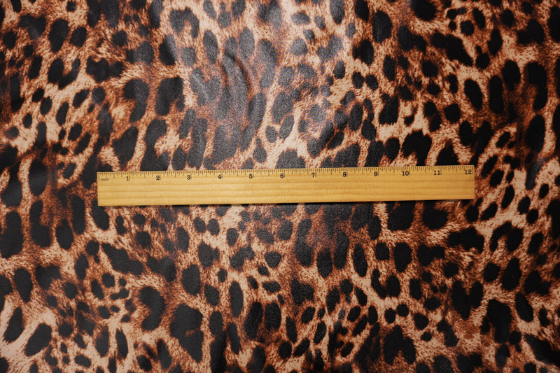 Brown-Multi Famous Maker Nylon Cheetah Satin Tricot Knit Fabric