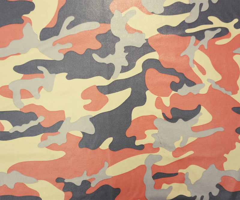 Orange-Multi Famous Maker Nylon Camo Satin Tricot Knit Fabric