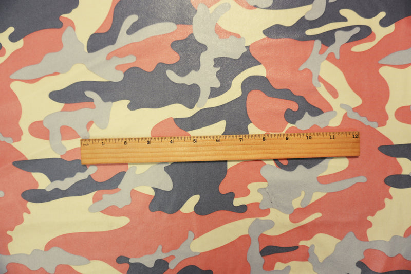 Orange-Multi Famous Maker Nylon Camo Satin Tricot Knit Fabric