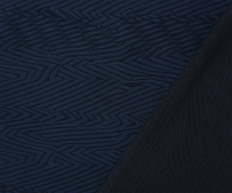 Deep Navy Famous Maker Nylon Abstract Jacquard Double Knit Fabric