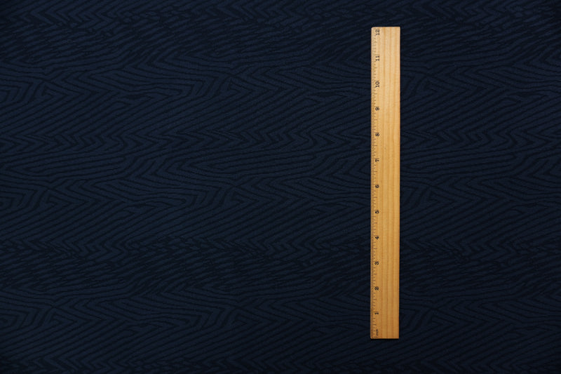 Deep Navy Famous Maker Nylon Abstract Jacquard Double Knit Fabric