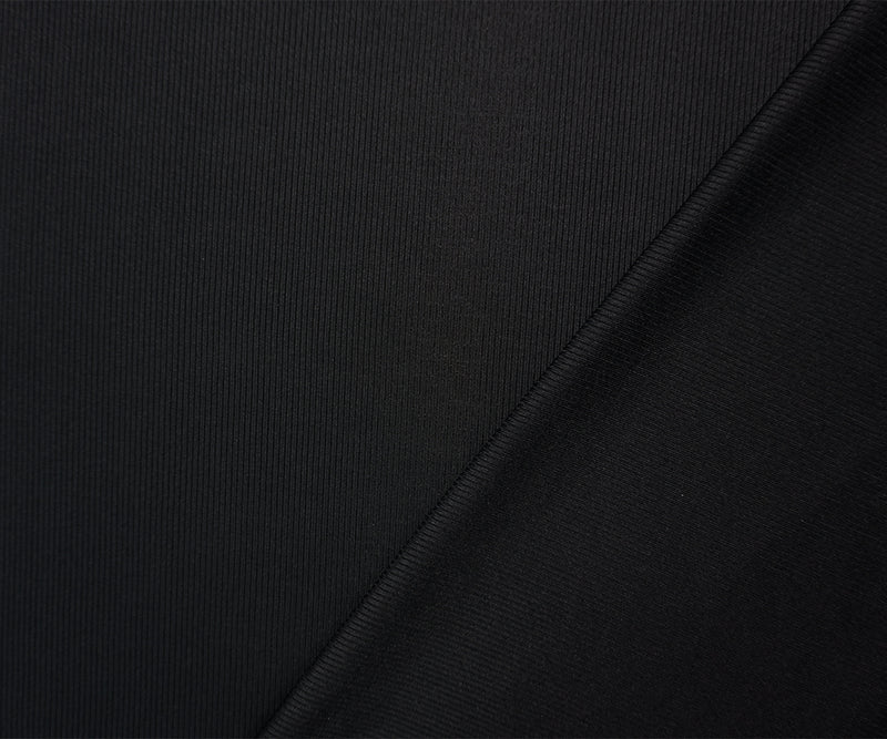 Black Famous Maker Nylon Spandex Solid Rib Knit Yoga Fabric