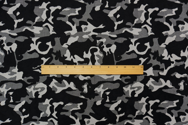 Black-Gray Famous Maker Nylon Camo Jacquard Double Knit Fabric