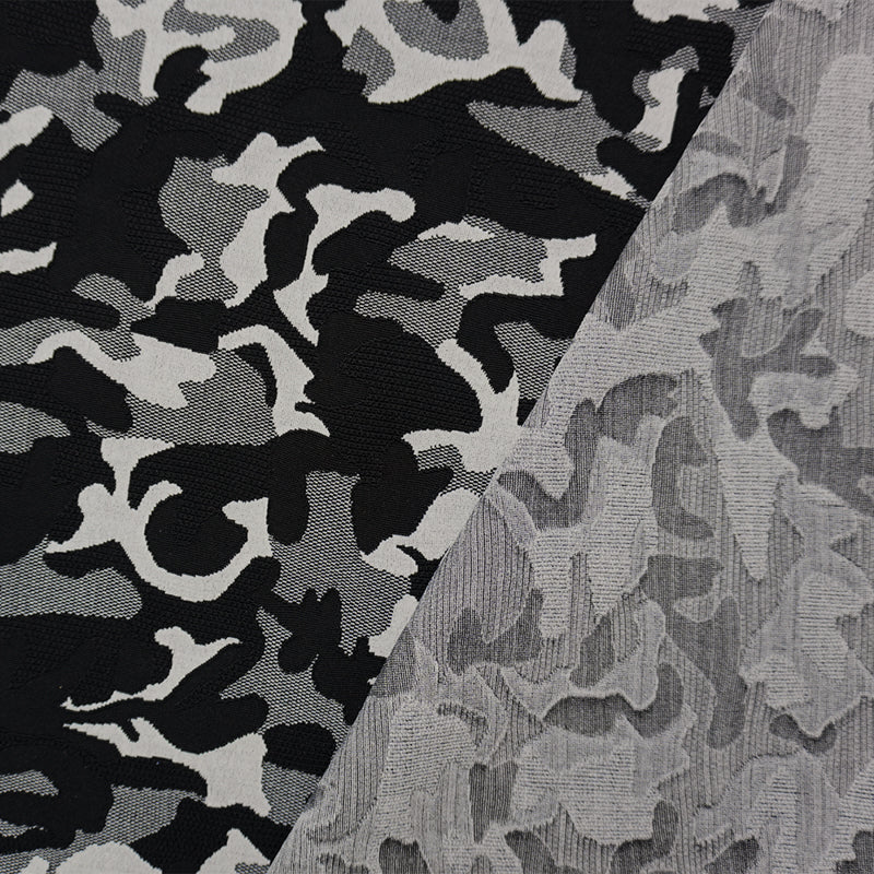 Black-Gray Famous Maker Nylon Camo Jacquard Double Knit Fabric