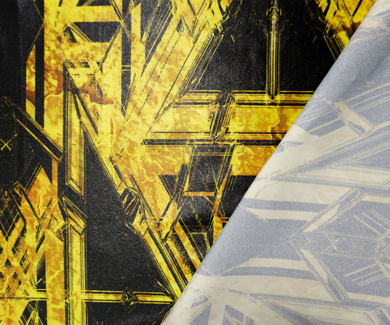 Yellow Famous Maker Nylon Abstract Satin Tricot Knit Yoga Fabric