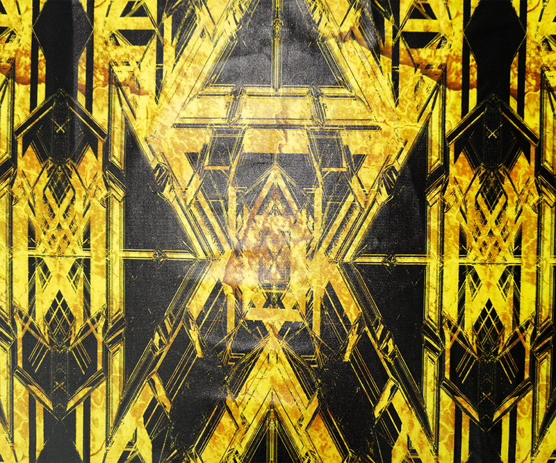 Yellow Famous Maker Nylon Abstract Satin Tricot Knit Yoga Fabric
