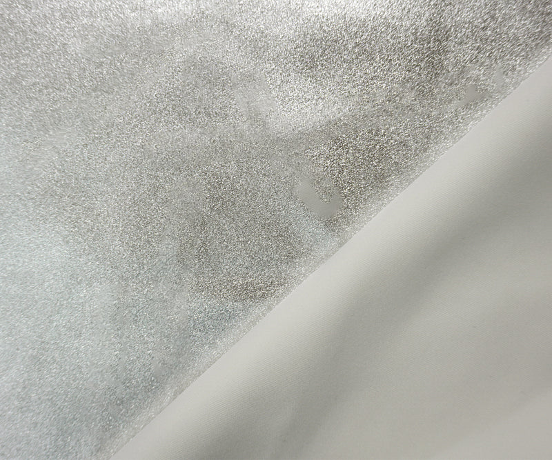 Silver Famous Maker Nylon Spandex Foil Print Double Knit Fabric