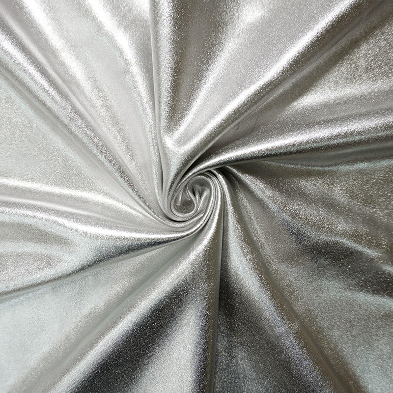 Silver Famous Maker Nylon Spandex Foil Print Double Knit Fabric