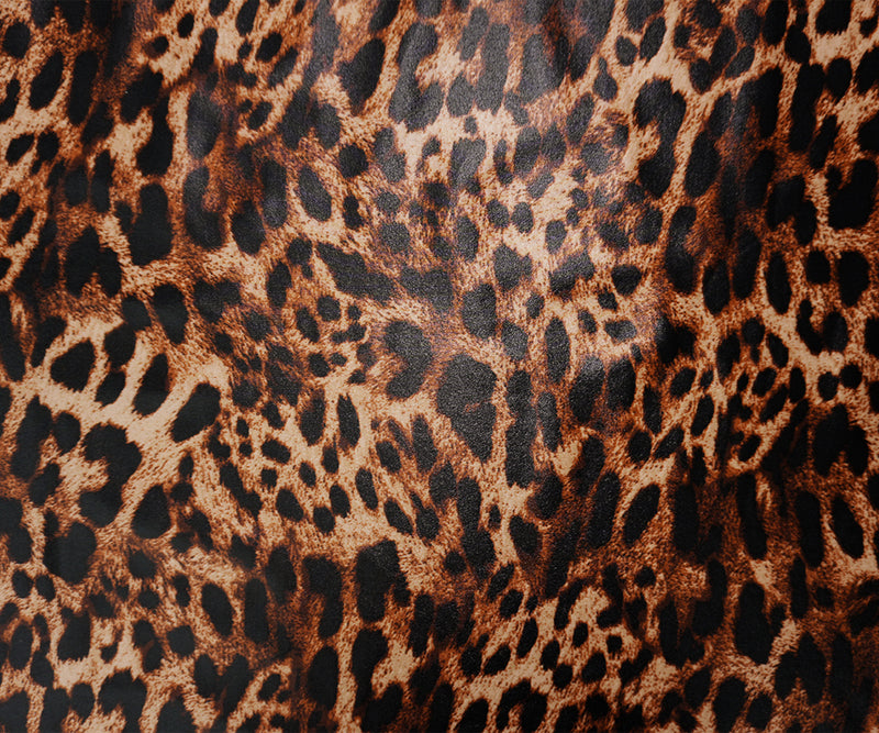 Brown Famous Maker Nylon Spandex Cheetah Satin Tricot Knit Fabric
