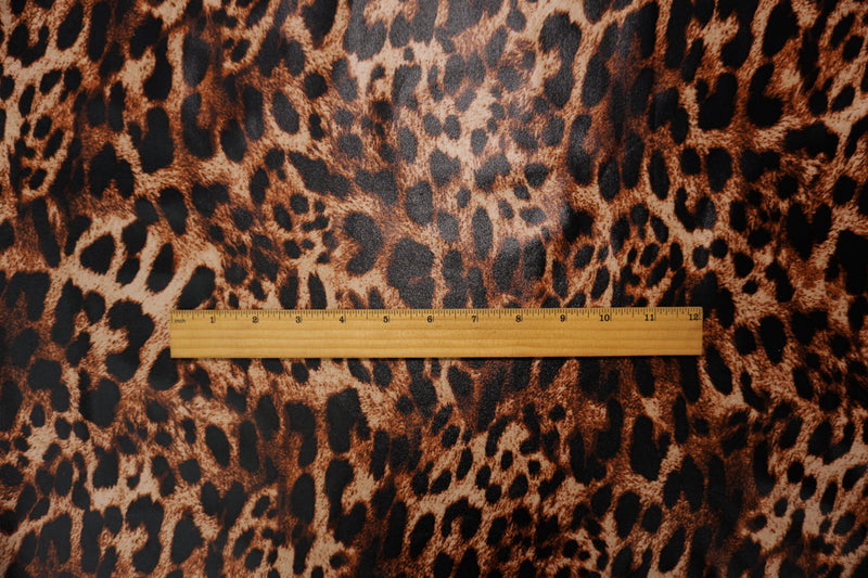 Brown Famous Maker Nylon Spandex Cheetah Satin Tricot Knit Fabric