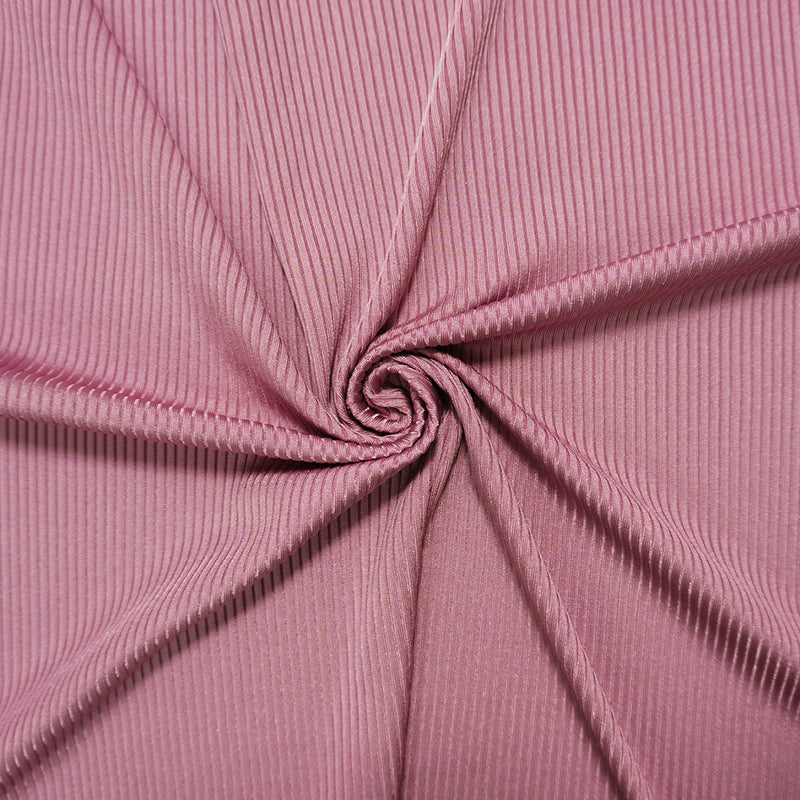 Pink Famous Maker Nylon Spandex Solid Rib Knit Yoga Fabric