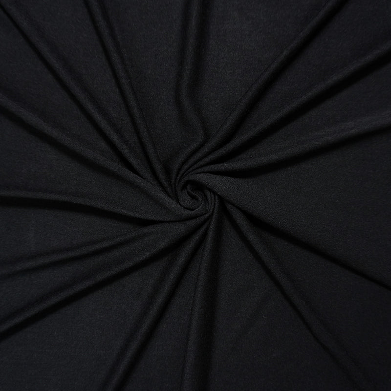 Black Famous Designer Rayon Spandex Solid Jersey Knit Fabric