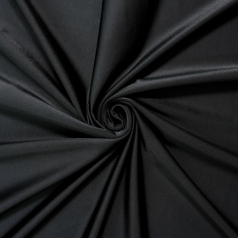 Black Famous Maker Nylon Solid Satin Tricot Knit Yoga Fabric