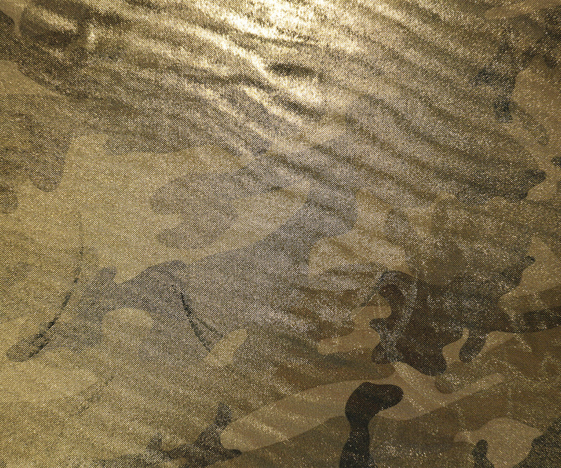 Gold-Multi Famous Maker Nylon Camo Satin Tricot Knit Yoga Fabric