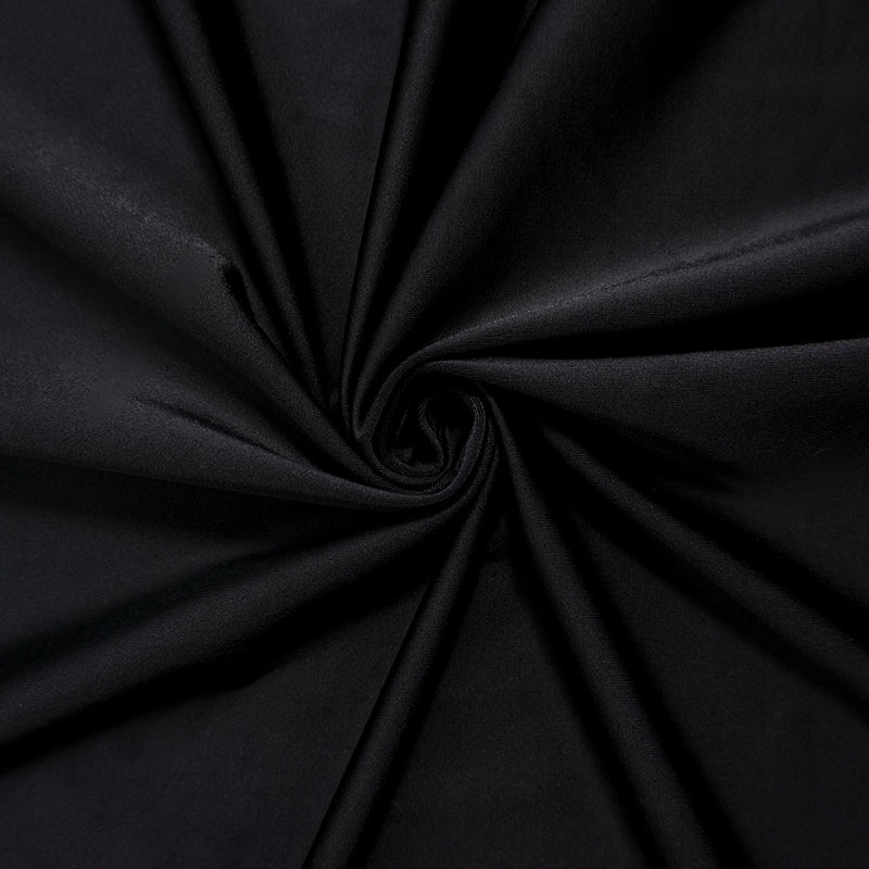 Black Famous Maker Nylon Solid Satin Tricot Knit Yoga Fabric