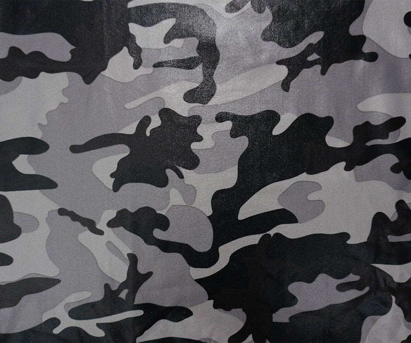 Gray-Black Famous Maker Nylon Camo Satin Tricot Knit Yoga Fabric