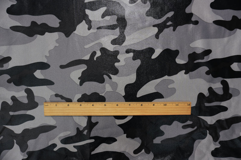 Gray-Black Famous Maker Nylon Camo Satin Tricot Knit Yoga Fabric